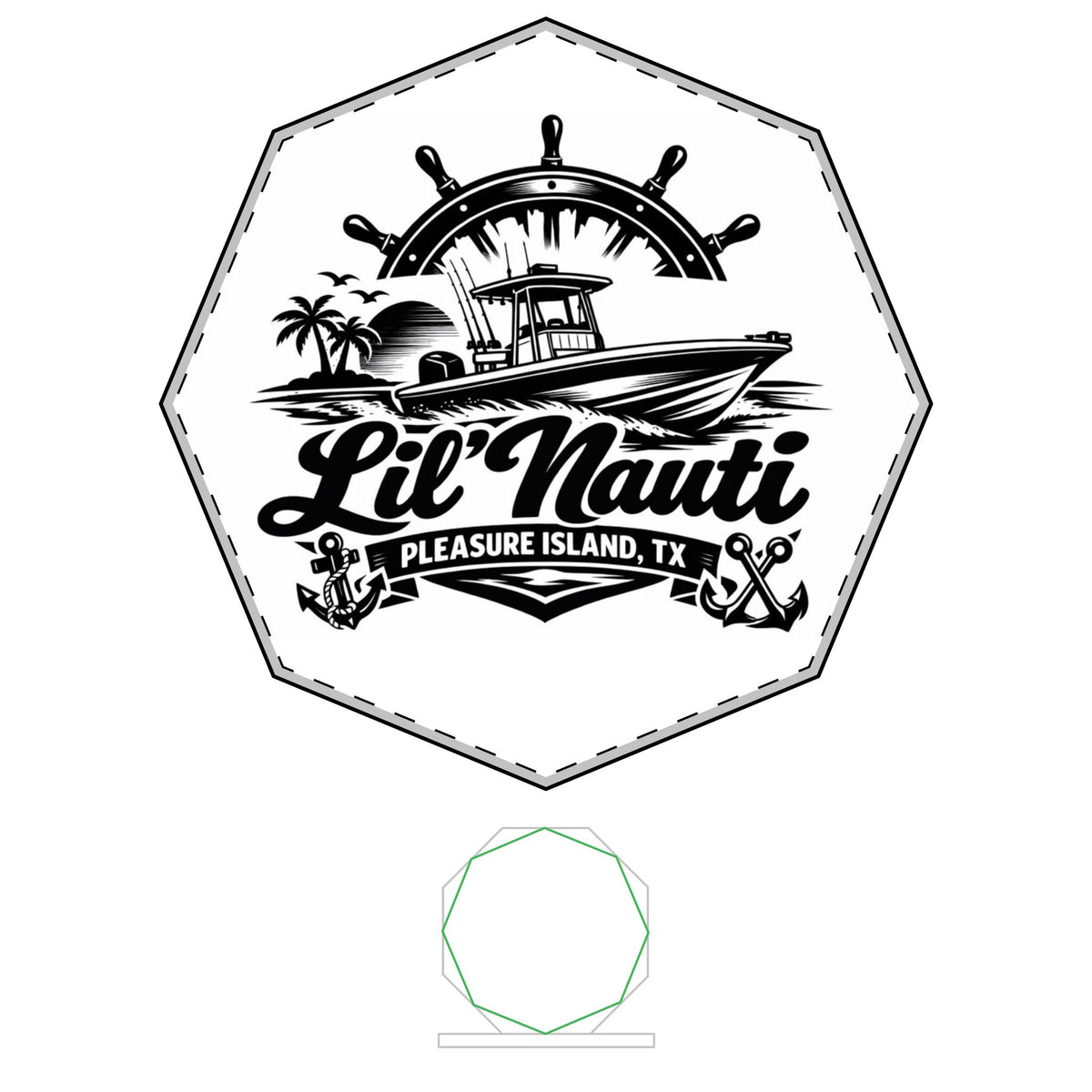 Octagon Shaped Glass Award (Engraving)